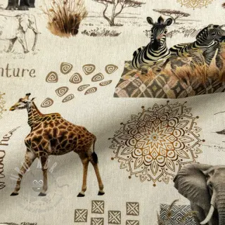 Sisustuskangas Linenlook Wildlife Safari Trip digital print