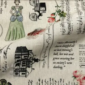 Sisustuskangas Linenlook Regal Newspaper digital print