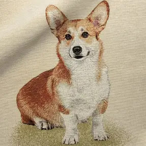 Dekoračná látka GOBELIN PREMIUM Sitting Corgi Dog PANEL