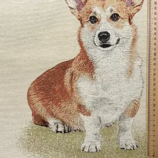Dekoračná látka GOBELIN PREMIUM Sitting Corgi Dog PANEL