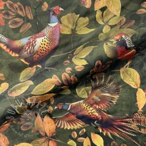 Sisustuskangas VELVET Pheasant Forest Leaf