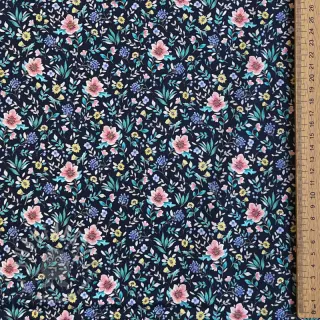 Puuvillakangas Flowers Tara navy design B digital print