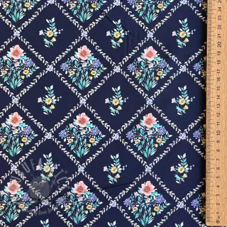Puuvillakangas Flowers Tara navy design Ja digital print