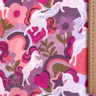 Puuvillakangas Unicorns mauve digital print