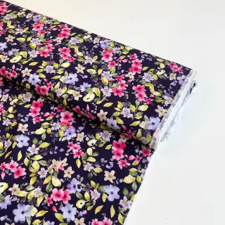 Viskóza RADIANCE Flower Uma navy digital print