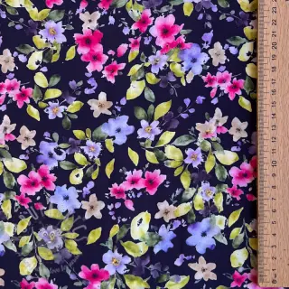 Viskoosi RADIANCE Flower Uma navy digital print