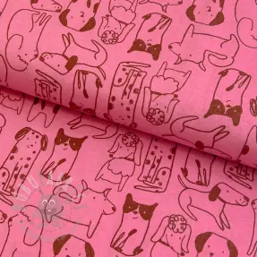Puuvillakangas FLANNEL Dogs pink