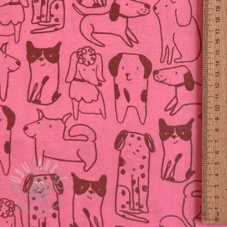 Puuvillakangas FLANNEL Dogs pink