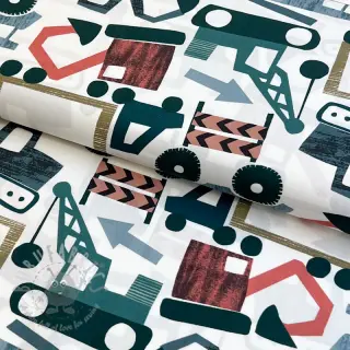 Puuvillakangas Vehicles off white digital print