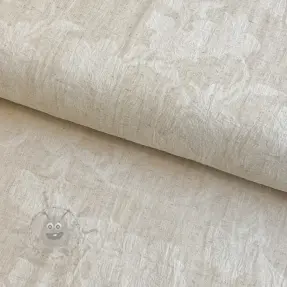 Puuvillakangas pellavalla JACQUARD Flowers natural
