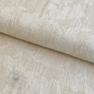 Puuvillakangas pellavalla JACQUARD Flowers natural