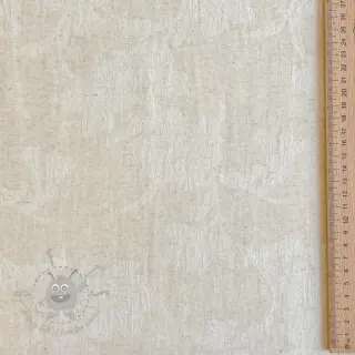 Puuvillakangas pellavalla JACQUARD Flowers natural