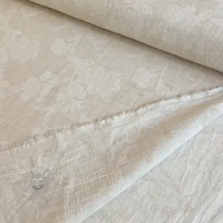 Puuvillakangas pellavalla JACQUARD Flowers natural
