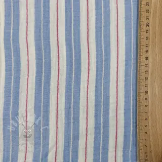 Kaksinkertainen harsokangas/musliini YARN DYED Line blue