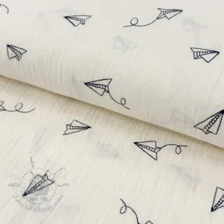Kaksinkertainen harsokangas/musliini EMBROIDERY Paper plane natural