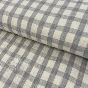 Kaksinkertainen harsokangas/musliini LINEN YARN DYED Checks grey natural