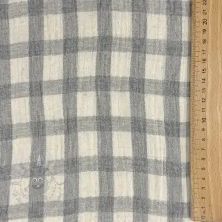 Kaksinkertainen harsokangas/musliini LINEN YARN DYED Checks grey natural