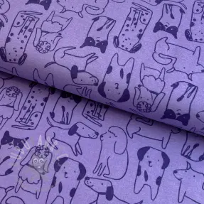 Puuvillakangas FLANNEL Dogs purple