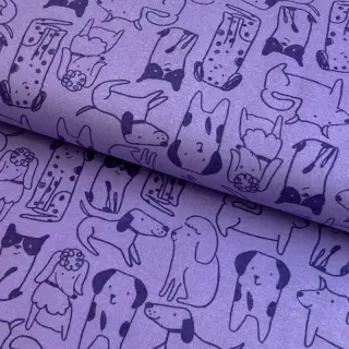 Bavlnená látka FLANNEL Dogs purple