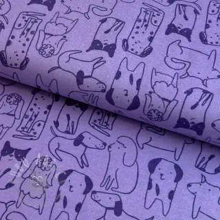 Puuvillakangas FLANNEL Dogs purple
