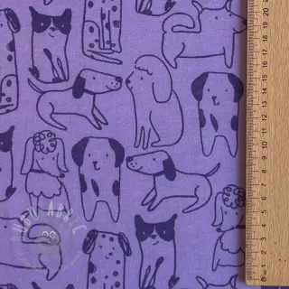 Puuvillakangas FLANNEL Dogs purple