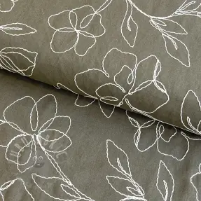 Viskoosi pellavalla EMBROIDERY Flower Danielle pickle