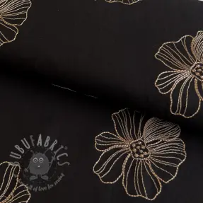 Viskoosi pellavalla EMBROIDERY Flower Maya black