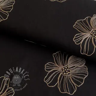 Viskoosi pellavalla EMBROIDERY Flower Maya black
