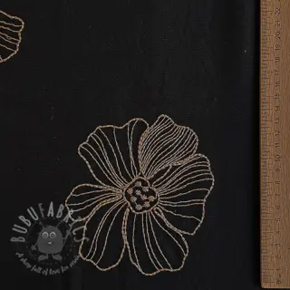 Viskoosi pellavalla EMBROIDERY Flower Maya black
