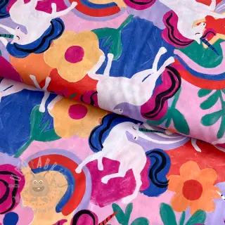 Puuvillakangas Unicorns multi digital print