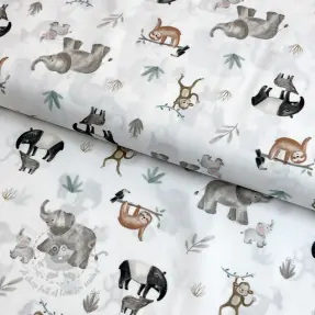 Puuvillakangas Safari off white digital print