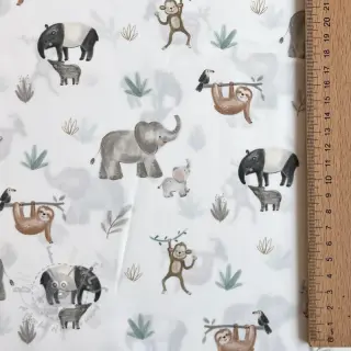 Puuvillakangas Safari off white digital print