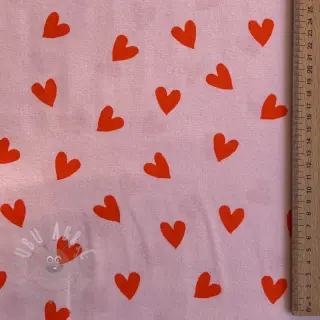 Puuvillakangas FLANNEL Hearts pink