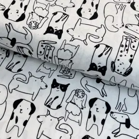 Bavlnená látka FLANNEL Dogs off white