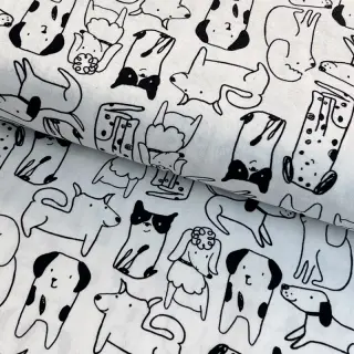 Bavlnená látka FLANNEL Dogs off white