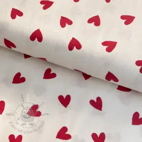 Puuvillakangas FLANNEL Hearts off white