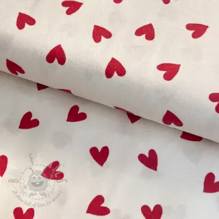 Puuvillakangas FLANNEL Hearts off white