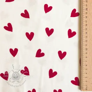 Puuvillakangas FLANNEL Hearts off white