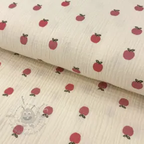 Kaksinkertainen harsokangas/musliini Fruits apple natural
