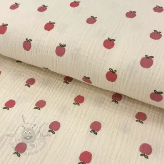Kaksinkertainen harsokangas/musliini Fruits apple natural