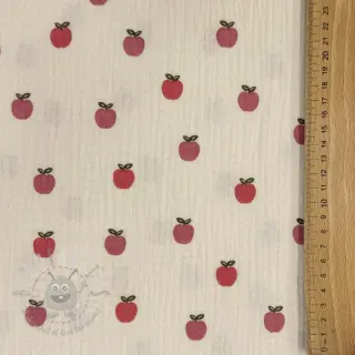 Kaksinkertainen harsokangas/musliini Fruits apple natural