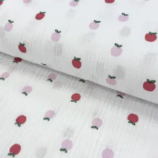 Dvojitá gázovina/mušelín Fruits apple white