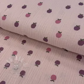 Kaksinkertainen harsokangas/musliini Fruits apple soft rose