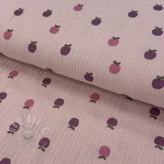 Kaksinkertainen harsokangas/musliini Fruits apple soft rose