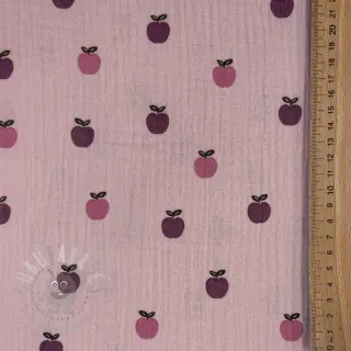Kaksinkertainen harsokangas/musliini Fruits apple soft rose