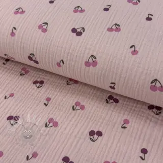 Kaksinkertainen harsokangas/musliini Fruits cherry soft rose