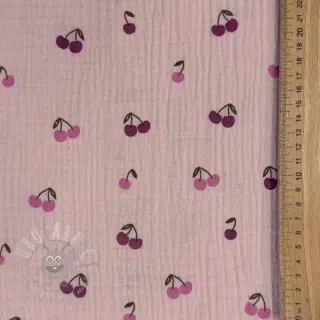 Kaksinkertainen harsokangas/musliini Fruits cherry soft rose