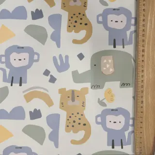 Látka na pršiplášť Safari animals ecru