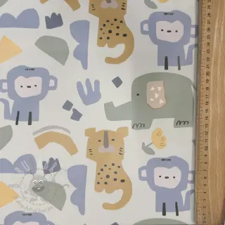 Sadetakkikangas Safari animals ecru