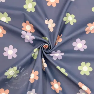 Látka na pršiplášť Flowers jeans